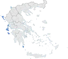 Localización de las islas en Grecia.