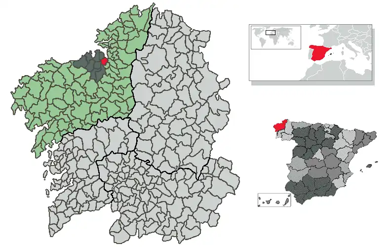 Ubicación del término municipal en Galicia.