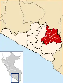 Mapa de la provincia de Caylloma en el Departamento de Arequipa