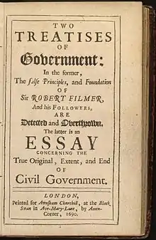 Declaración de Derechos de 1689 y Dos tratados sobre el gobierno civil, de John Locke, 1689.