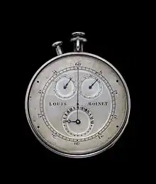 Cronógrafo de Louis Moinet (1816) llamado compteur de tierces (en español, “contador de terceros”).