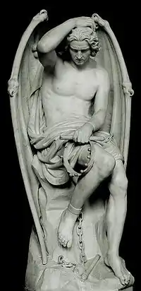 El genio del mal o El Lucifer de Lieja, de Guillaume Geefs, Catedral de Lieja, 1848.