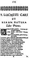 Copia de "De rerum natura" (1675), editado por Tanneguy Le Fèvre.