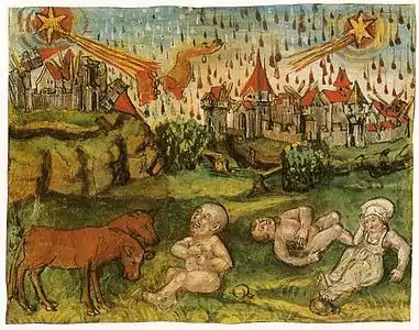 El cometa como portador de enfermedades y deformidadesen la crónica de Lucerne, Luzerner Schilling 61v. 1513