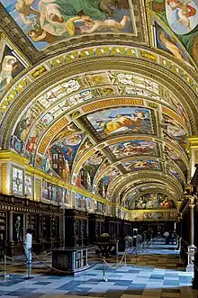 Frescos de la Biblioteca de El Escorial, de Pellegrino Tibaldi y colaboradores (entre ellos Bartolomé Carducho), 1586-1595.