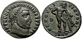 Follis de Maximino Daya (r. 305-313) emitido en Perinto c. 313