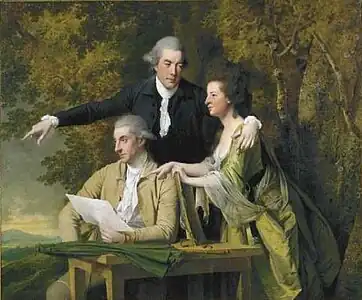 D'Ewes Coke, su esposa, Hannah y su primo Daniel Coke, c. 1782