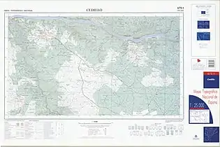 Mapa topográfico de la zona de Cedillo (1:25000, del MTN)