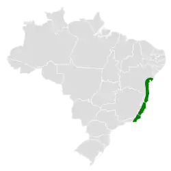 Distribución geográfica del saltarín rayado oriental.