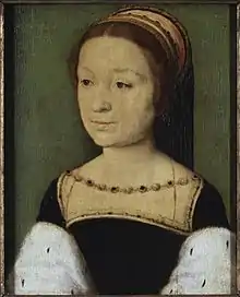 Magdalena de Valois. Fue una princesa de Francia por nacimiento y reina consorte de Escocia, al casarse con Jacobo V de Escocia.