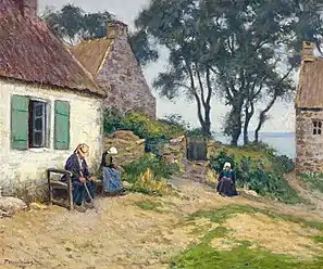 Village Scene with Couple and Child