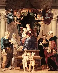 Madonna del baldaquino, de Rafael,hacia 1507-1508, Galería Palatina (Palacio Pitti), Florencia