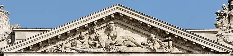 La Magnificencia, frontón en el Hotel de la Marina, Plaza de la Concordia de París (obra conjunta con Guillaume Coustou).