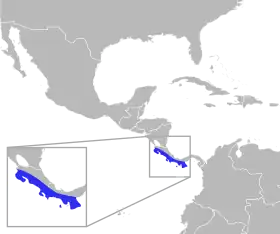 Distribución geográfica del saltarín cuellinaranja.