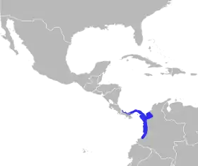 Distribución geográfica del saltarín cuellidorado.