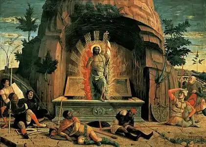 La Résurrection (1459) de Andrea Mantegna (óleo sobre tela, 71×94 cm)