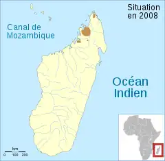 Distribución de la población de M. ambreensis.