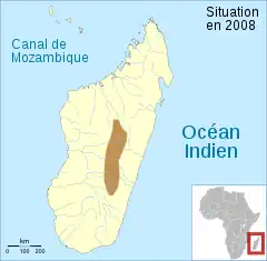 Distribución de la población de M. brevipalmatus.