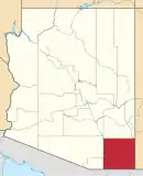 Mapa de Arizona con la ubicación del condado de Cochise