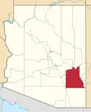 Mapa de Arizona con la ubicación del condado de Graham