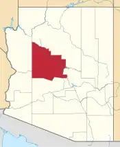 Mapa de Arizona con la ubicación del condado de Yavapai