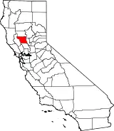 Mapa de California con la ubicación del condado de Colusa