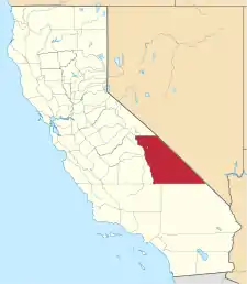 Mapa de California con la ubicación del condado de Inyo