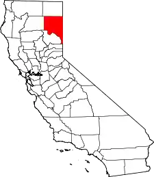 Mapa de California con la ubicación del condado de Lassen