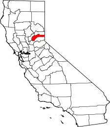 Mapa de California con la ubicación del condado de Nevada