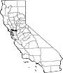 Mapa de California con la ubicación del condado de San Francisco