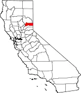 Mapa de California con la ubicación del condado de Sierra