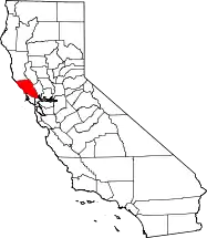 Mapa de California con la ubicación del condado de Sonoma