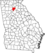 Mapa de Georgia con la ubicación del condado de Forsyth
