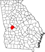 Mapa de Georgia con la ubicación del condado de Taylor