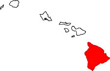 Mapa de Hawái con la ubicación del condado de Hawaii