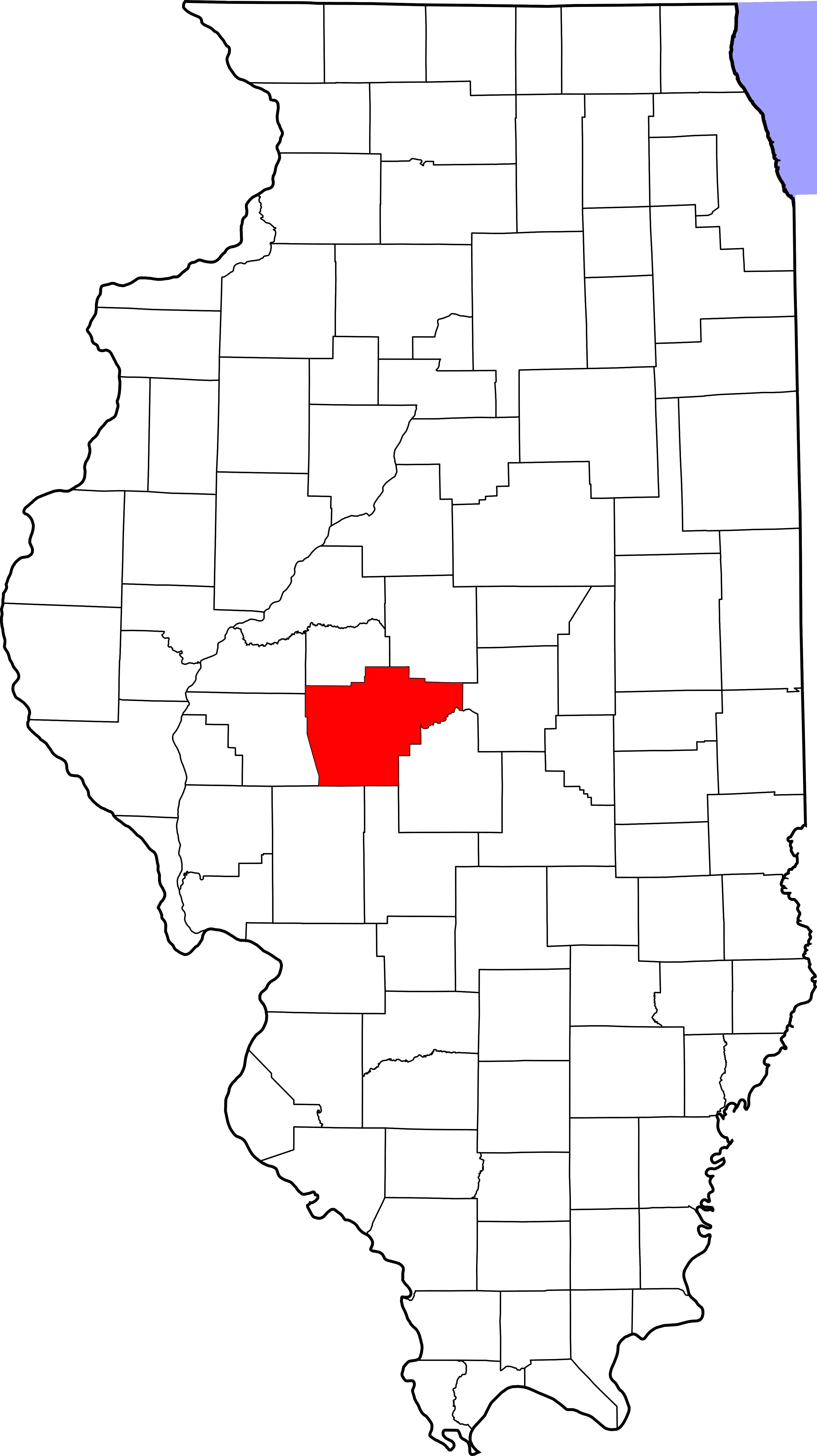 Map of Illinois highlighting Sangamon County