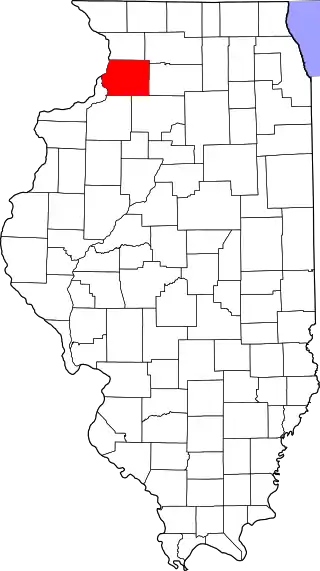 Mapa de Illinois con la ubicación del condado de Whiteside