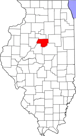 Mapa de Illinois con la ubicación del condado de Woodford