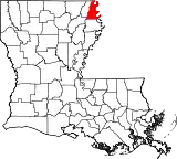 Mapa de Luisiana con la ubicación del Parish East Carroll