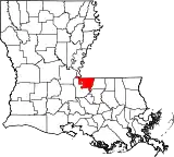 Mapa de Luisiana con la ubicación del Parish West Feliciana