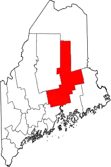 Mapa de Maine con la ubicación del condado de Penobscot