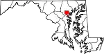 Mapa de Maryland con la ubicación del City Baltimore