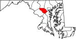 Mapa de Maryland con la ubicación del condado de Howard