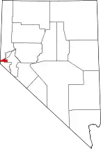 Mapa de Nevada con la ubicación del condado de Carson City