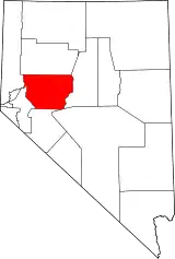 Mapa de Nevada con la ubicación del condado de Churchill