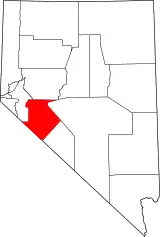 Mapa de Nevada con la ubicación del condado de Mineral