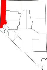 Mapa de Nevada con la ubicación del condado de Washoe