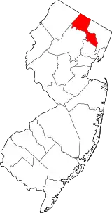 Mapa de Nueva Jersey con la ubicación del condado de Passaic