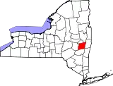 Mapa de Nueva York con la ubicación del condado de Albany