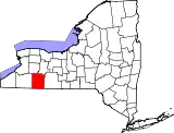 Mapa de Nueva York con la ubicación del condado de Allegany